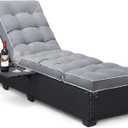 Outdoor Chaise Lounge Chair Cushion, Non-Slip Patio Chaise Lounge Cushions Waterproof for Outdoor Furniture, Thickened Patio Pool Lounger Chair Cushion, 76.4 x 22.8 x 4.7 Inches, Grey