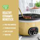 GreenLife 6QT Slow Cooker, Non-Toxic PFAS-Free Ceramic Nonstick Removable Interior Bowl, Programmable, Family Friendly, Keep Warm, Stovetop & Oven Safe, Dishwasher Safe Crock, Timer, Glass Lid, Yellow
