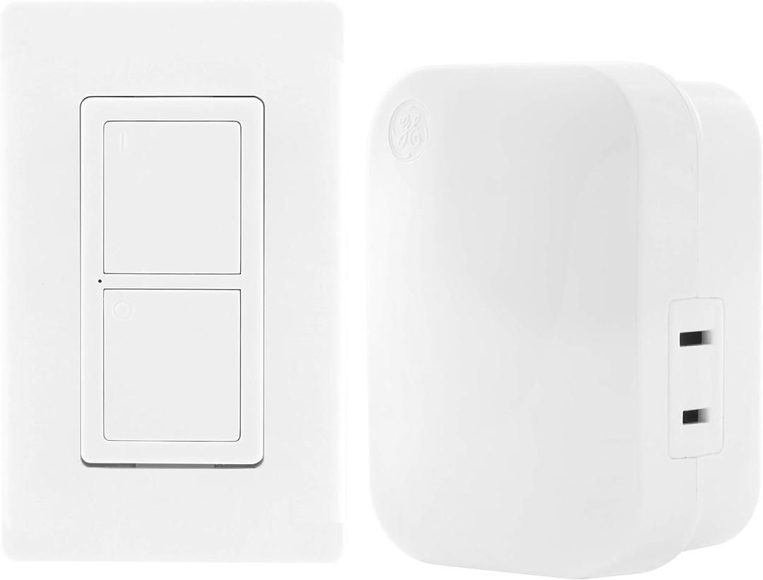 MySelectSmart Remote GE Wireless Control Switch, On/Off, 1 Outlet, 150 ft. Range from Plug-in Receiver, Ideal for Lamps & Indoor Lighting, No Wiring Needed, 36523