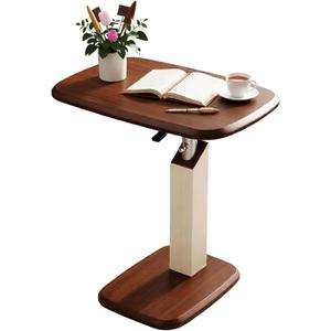 360 Degree Laptop Table, C-Shaped Side Table, Walnut Tray White Stand, X-Large