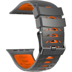 Watch Band for Apple Watch Ultra 2 49mm 45mm 44mm 42mm Soft Rubber watch bands for iWatch SE 1 2 Series 4 5 6 7 8 9 for men women (Grey Orange)