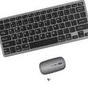 Portable mini Wireless Keyboard and Mouse Combo, Bluetooth 3.0/5.0/2.4G, Multi-Device pc,Laptop,Phone,Windows,iOS,Android Compatible, Rechargeable,78KEY,11.2inch Length (Gray)