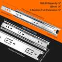 14 inch Drawer Slides 4 Pairs (8pcs) 3 fold Full Extension Side Mount Cabinet Drawer Glides 14" Silver Cabinet Rails for Dresser, Cabinet, Kitchen,Trash Can, Wardrobe 100 LB Capacity
