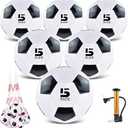 6 Pack Classic deflated Soccer Balls Size 3/4/5 with Pump and Mesh Bag for Indoor Outdoor Lawn Game Training Practice Bulk Sport Gift for Teens Adults