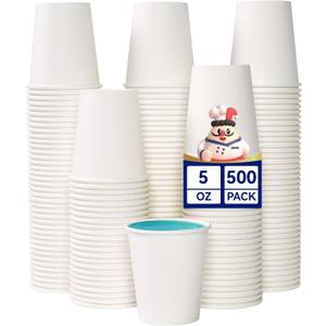 JOLLY CHEF 500 Count 5 oz Paper Cups, Disposable Bathroom Mouthwash White Drinking Cups for Home, Office, School, Store Use
