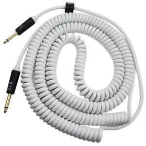 Aestivate 32ft/10m Coiled Guitar Cable Electric Instrument Cable Curly Instrument Cable Coil Guitar Cable Stretchable Straight to Straight Dual Straight Plugs(White)