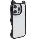 MC Fashion for iPhone 16 Pro Max Case, Cute 3D Bear Ear Design Slim Bumper Cover, Shockproof Soft TPU Case (Black)