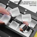 Travel Watercolor Palette Box, Fuumuui Black Wood Palette Kit with Cover, 12 Empty Removable Half-pan Grids, Dual Tip Travel Brushes, for Watercolor Gouache Color Mixing, Pure White Palette