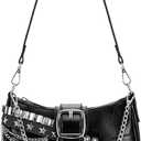 Cute Y2K Purse for Women, Y2k Star Embroidery Shoulder Bag, Mini Chain Hobo Handbag, Perfect for Daily Use, Parties & Travel (Black), 9" x 5.2" x 2.8"