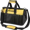 Olympia Tools 16 Inch Wide Mouth Tool Bag, Tool Tote with Water Proof Molded Base, Tool Bags for men with 21 Pockets and 7 Belt Loops, Padded Handle, Adjustable Shoulder Strap