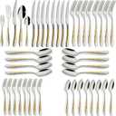 40-Piece Gold Silverware Set Stainless Steel Flatware Set Service for 8 Kitchen Cutlery Utensils Includes Knives Spoons Forks For Home Kitchen Hotel
