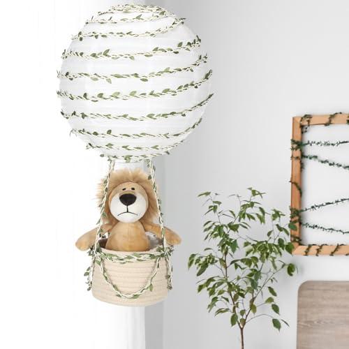 Rossesay Safari Hot Air Balloon Decor Handmade Jungle Hot Air Balloon Nursery Decor Lampshade Light Shade for Hanging Room Birthday Party Baby Shower Decorations Gift (Lion)