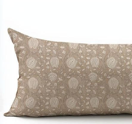 Vintage Floral Block Print Lumbar Decorative Throw Pillow Covers 12x20 Inch Blue Outdoor Cottagecore Farmhouse Decor Cushion Cases Country Home Decorations for Living Room Bedroom Sofa Couch 1 pack