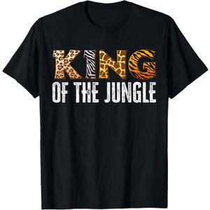 King Of The Jungle Zoo Safari Squad Family Birthday Party T-Shirt (Small, Black)