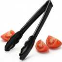 24 Pack Plastic Tongs for Serving, 9 Inch Disposable & Reusable Food Tongs with Scalloped Tips, Heavy Duty for BBQ, Catering, Buffet, Parties, Bulk Food Service (Black)