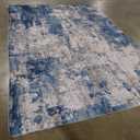 Washable Area Rugs 13 x 10, Non-Slip Modern Abstract Soft for Living Room Entryway Bedroom Nursery, Print Pattern, Blue Grey Navy Gray