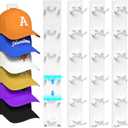 Hat Organizer for Baseball Caps 4 Pack, Hat Rack for Wall Hold up to 24 Hats with Strong Adhesive, Multilayer Organizers and Storage Hat Holder Hanger Display for Door Closet and Bedroom (White)