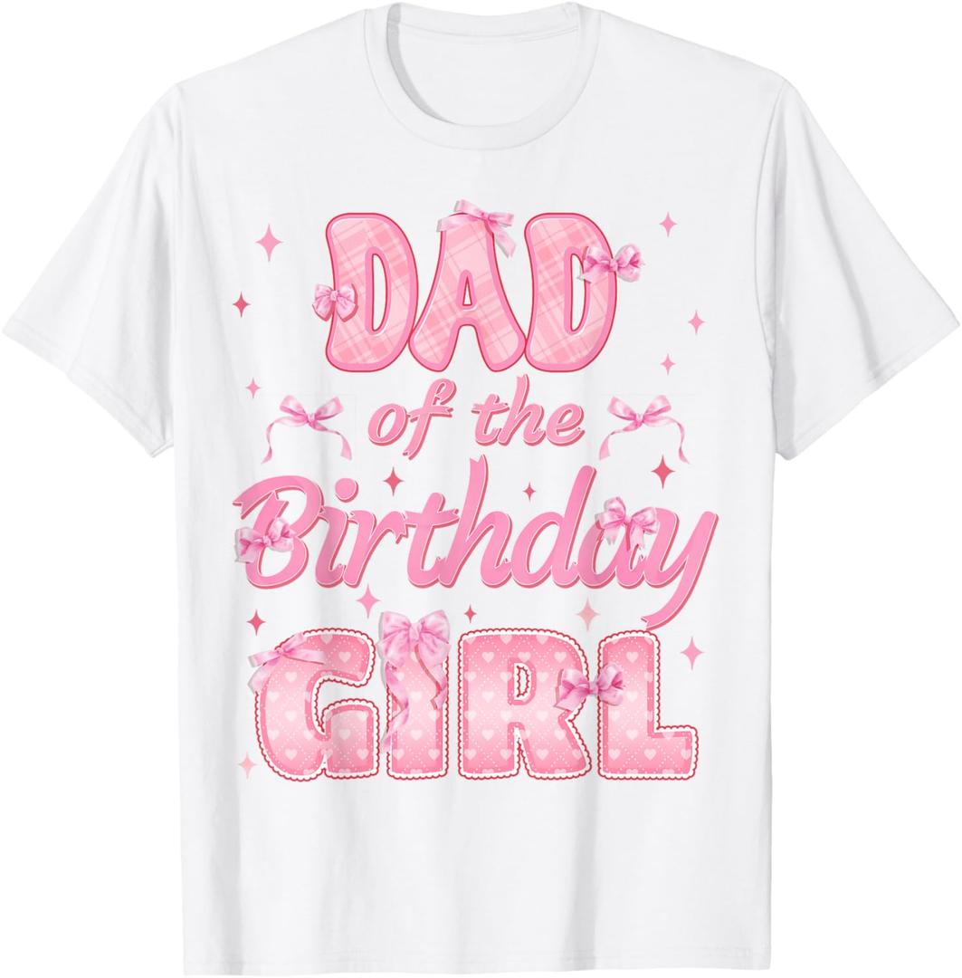 Dad And Mom Of The Birthday Girl Coquette Family Matching T-Shirt Large