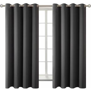 BGment Blackout Curtains - Grommet Thermal Insulated Room Darkening Bedroom and Living Room Curtain, Set of 2 Panels (52 x 63 Inch, Dark Grey)