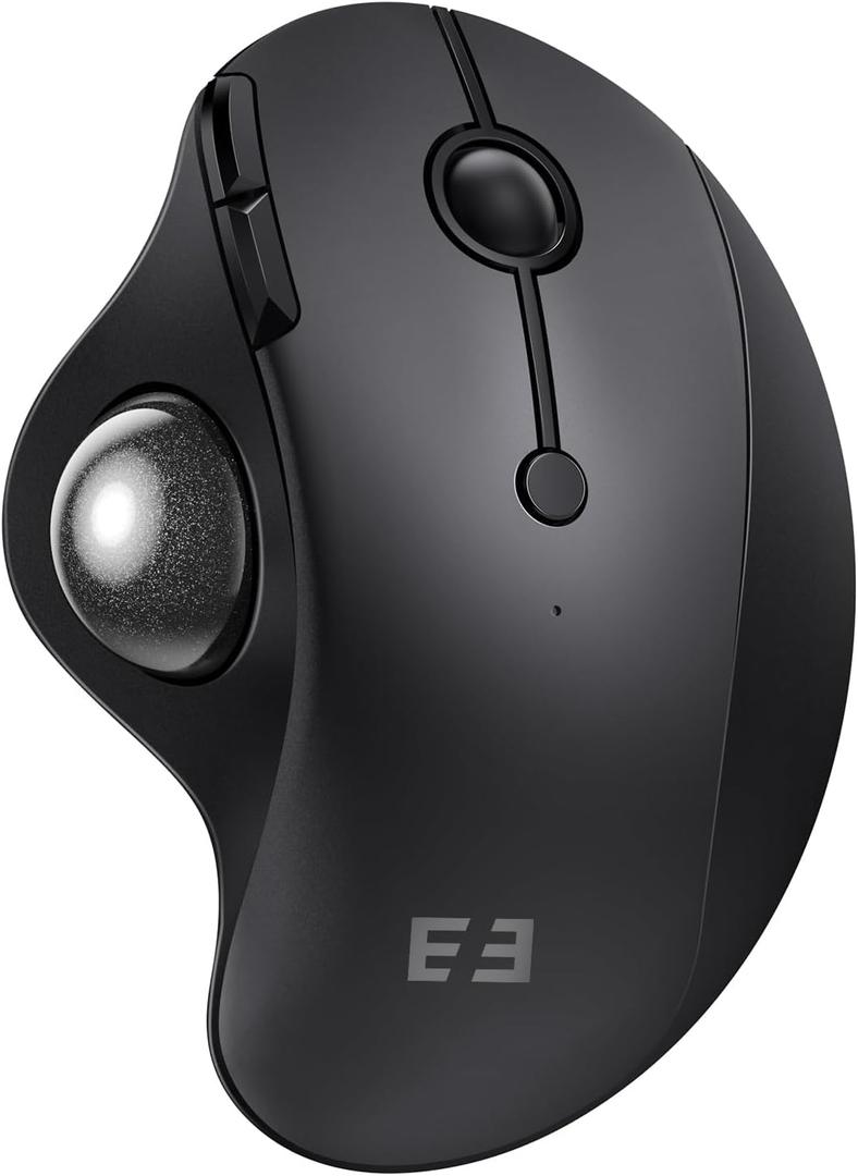 seenda Wireless Trackball Mouse, Ergonomic Bluetooth Rollerball Mouse Rechargeable, 3 Device Connection Optical Mice Adjustable DPI Thumb Control Mice Compatible for PC/Laptop/Windows/Mac - Black