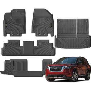 Floor Mats Custom for Nissan Pathfinder 2022-2024 2025 7&8 Seats Trunk Mat with Backrest Mat All Weather TPE Rubber Cargo Liner Full Set for Pathfinder Accessories (Trunk Mat+Backrest Mats+Floor Mats) Floor Mats Custom for Nissan Pathfinder 2022-2024 2025 7&8 Seats Trunk Mat with Backrest Mat All Weather TPE Rubber Cargo Liner Full Set for Pathfinder Accessories (Trunk Mat+Backrest Mats+Floor Mats)