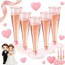 40 Pack Pink Champagne Flutes Plastic Wine Glasses Disposable, 4.5 Oz Clear Mimosa Glasses for 2026 Engagement Wedding Birthday Women's Day Party Supplies, Bulk Toasting Cocktail Cups