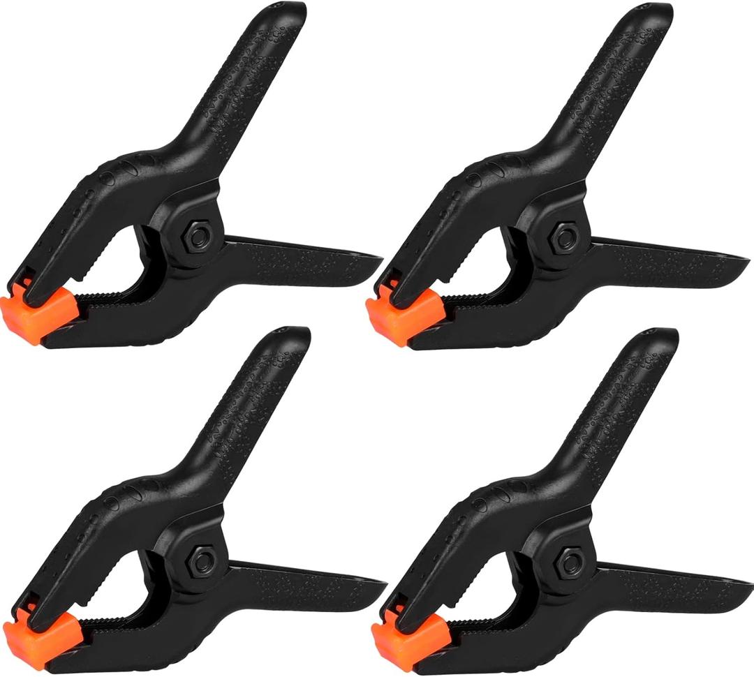 4 Pack Spring Clamps, 6inch Plastic Clips, Backdrop Clips, Big Clamps Heavy Duty, Spring Clips for Crafts, Backdrop Stand, Woodworking, Photography Studios (Black)