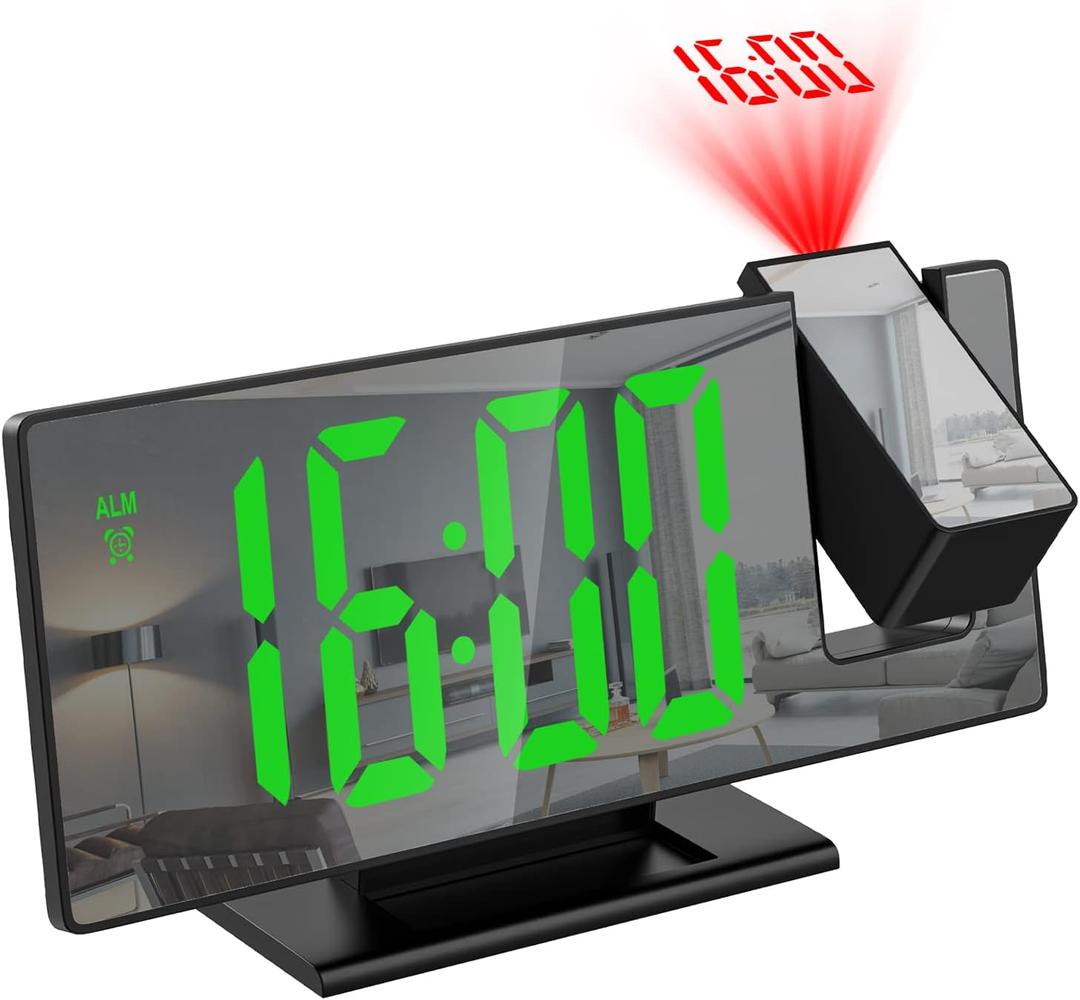 ORIA Projection Alarm Clock, LED Electronic Alarm Clock, 7.8" Mirror Desk Alarm Clock with Temperature, Adjustable Brightness, Snooze Mode for Bedroom, Office