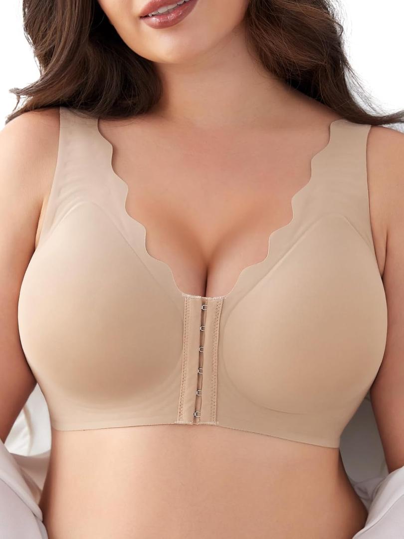 Slimers Front Closure Bras for Women: Post Surgery Front Hook Everyday | Full Coverage Wireless Design: Moisture Wicking Comfort Supportive Convenient Bralettes (M)