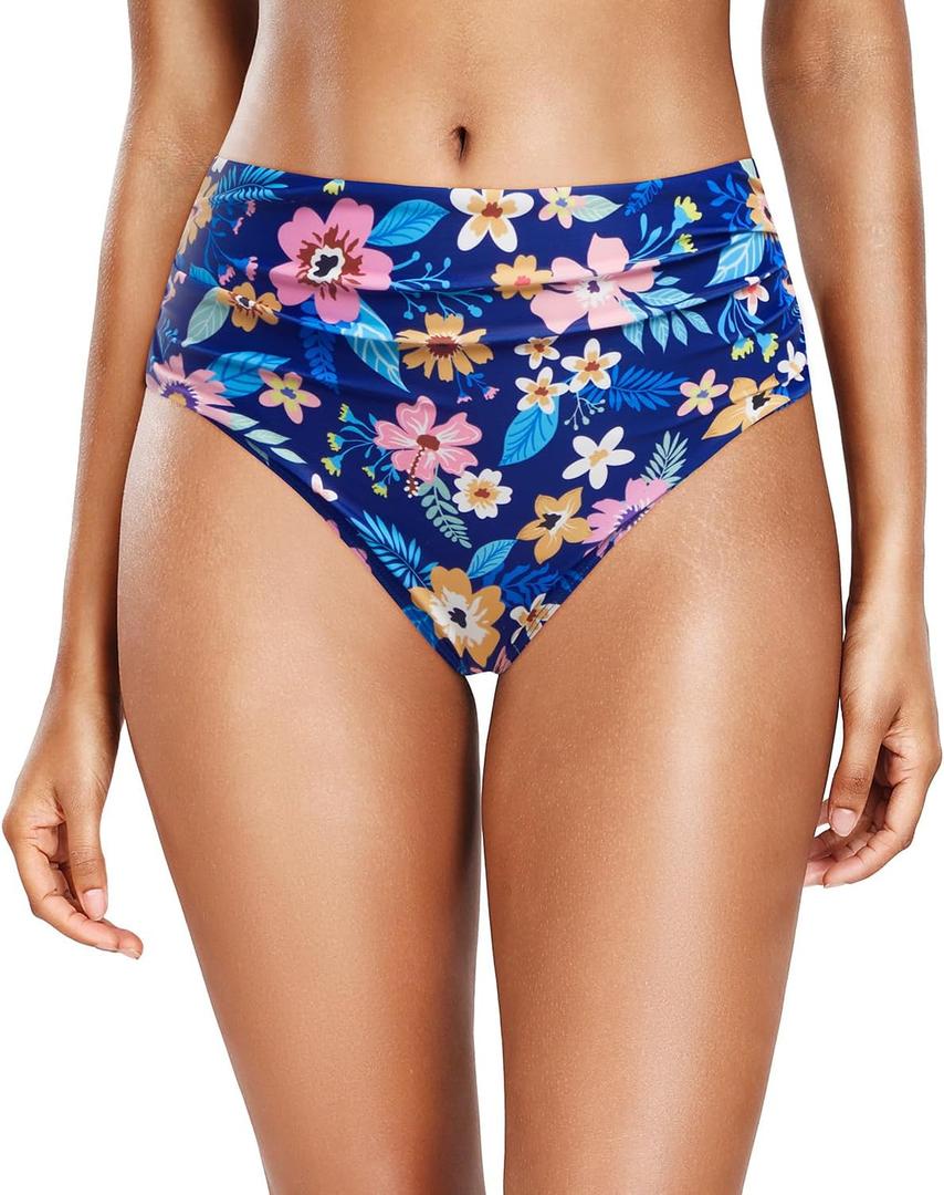 Daci Full Coverage Bikini Bottoms - Mid Rise Bathing Suit Bottoms for Women Tummy Control Swimsuit Bottom, Large