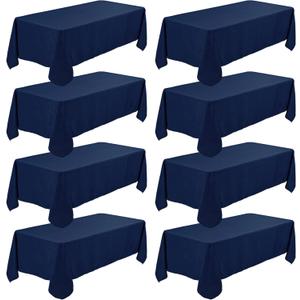 8 Pack Navy Blue Tablecloth 70 x 120 Inch, Premium Rectangle Table Clothes for 6 or 8 Foot Rectangle Table, Washable Polyester Fabric Table Covers for Wedding Party Reception Banquet Buffet (70 x 120 Inch, Navy Blue)