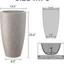 Kante 23.6" H Weathered Concrete Finish Concrete Tall Planters Large Outdoor Indoor Decorative Plant Pots with Drainage Hole and Rubber Plug, Modern Tapered Style for Home and Garden