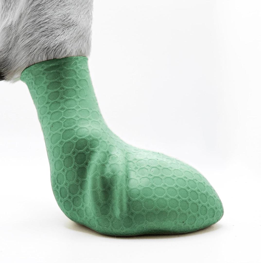 PawSkins 2.0 Skin-Like Dog Boots for Small, Medium & Large Breeds, All-Weather Dog Shoes for Hot Pavement & Winter Snow, Slip-On Socks, Strapless Booties for Indoor Hardwood Floors & Outdoor Traction (Matcha Green)