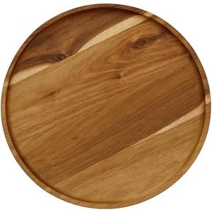 JB Home Collection, 12.5" Acacia Wood Round Serving Tray Natural Wooden Platter for Charcuterie, Fruits, Snacks, Coffee, Tea Rustic Food Board for Kitchen, Dining, Entertaining