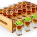 Shot Glass Set 24pcs 0.5 oz - 0.66 oz / 15ml- 20 ml Shot Glass Tray Holder Clear Glass for Party, Club, Bar, Spirit Tasting - MJ-24-15 (15ml 24pcs)
