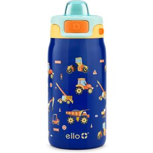 Ello Kids Pop & Fill 12oz Toddler Water Bottle with Quick Fill Lid, Double-Wall Vacuum Insulated Stainless Steel, Leak Proof, BPA Free, Sip & Chug, For School, Lunchboxes, Construction Site