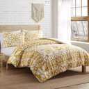 Indigo Ink 3-Piece Queen/Full Size Comforter Set | Soft Comforter & Matching Shams | Anti-Fade & Wrinkle | Boho Bedroom Decor | Soft, Durable, Breathable | Dorm Essential | Panther Collection, White