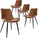 CangLong Dining Chairs Set of 8, Faux Leather Dining Room Chairs with Comfy Upholstered Seat, Modern Kicthen Chairs Armless Accent Chairs with Black Legs for Restaurant, Living Room, Brown