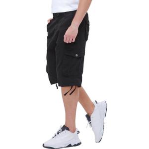 BEST SOUTH Men's Long Cargo Shorts Casual Below Knee 13 Inches Capri Shorts Relaxed Fit with Pockets (40, Black)