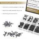 562 Pieces Black M2.5 x 4/6 /8/10 /12/16 /20mm Button Head Socket Cap Screws Nuts Washers Assortment Kit, 10.9 Grade Alloy Steel