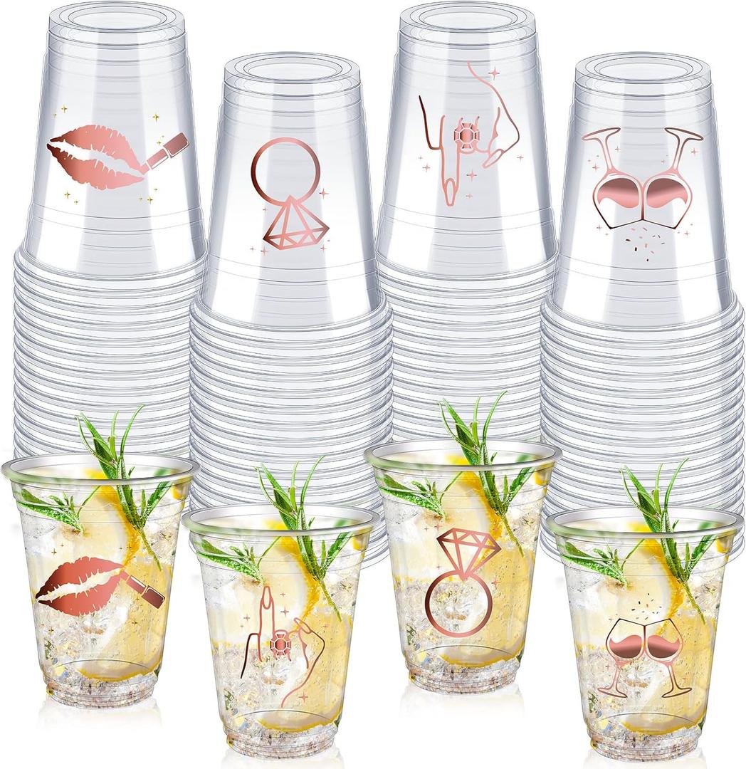 meekoo 100 Pcs Bachelorette Party Decorations Cups Bulk Bridal Shower Disposable Plastic Cups for Last Toast on the Coast Wedding Girls Party Supply Favors