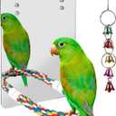 10.6" Bird Mirror with Rope Perch Bird Toys Swing, Comfy Perch for Greys Amazons Parakeet Cockatiel Conure Lovebirds Finch Canaries