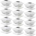 Davinci Lighting Flexfit Solar Outdoor Post Cap Lights - Includes Bases for 4x4 5x5 6x6 Wooden Posts - Bright LED Light - Pearl White (12 Pack)