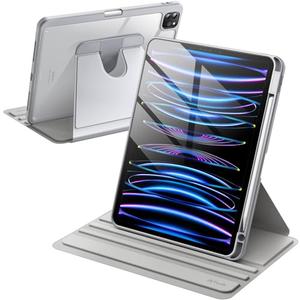 JETech Rotating Case for iPad Pro 11-Inch 2022/2021(4th/3rd gen) with Pencil Holder, 360 Degree Rotation Protective Stand Cover Clear Back, Auto Wake/Sleep (Silver)