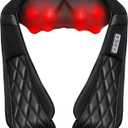 Blue Elf Shiatsu Electric Neck Back Massager Pillow 3D Kneading with Heat for Shoulder, Lower Back, Foot, Leg Muscles Pain Relief Relax in Car Office and Home (Black)