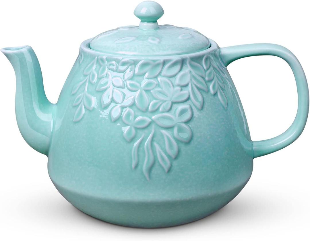 Toptier Ceramic Teapot, Large Tea Pot with Stainless Steel Infuser, Blooming & Loose Leaf Teapot for Tea Lover, Gift, Family (37 oz / 1100 ml, Blue) Toptier Ceramic Teapot, Large Tea Pot with Stainless Steel Infuser, Blooming & Loose Leaf Teapot for Tea Lover, Gift, Family (37 oz / 1100 ml, Blue)