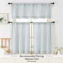 Chyhomenyc Stripe Curtains 30 Inch Length - Light Filtering Faux Linen Small Half Window Curtains Over Sink, Modern Farmhouse Curtain Tiers for Bathroom Basement, 30Wx30L, 2 Pieces, Stone Blue