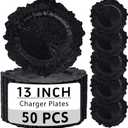 ejonirinjonir 50 Black Chargers Bulk for Wedding Dinners 13" Reef