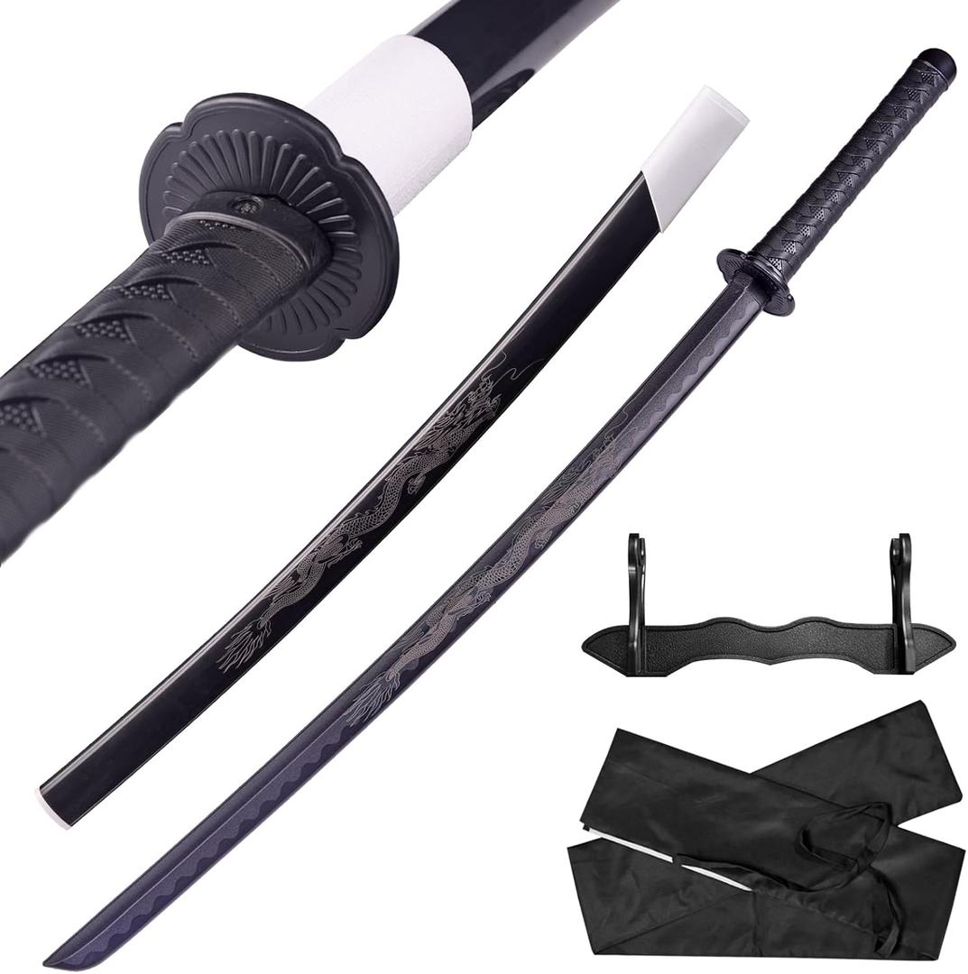 Japanese Katana Sword - Polypropylene Black Blade with Saya, Samurai Training Sword for Cosplay, 40.1 inches