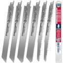 6 Pack Reciprocating Saw Blades for Frozen Meat Bone Fish - 5TPI 9.5"(240mm)/1.2mm x 2 pcs, 8TPI 9.5"(240mm)/0.8mm x 2pcs, 10TPI 9"(225mm)/1.2mm x 2pcs - Stainless Steel Sawzal Blades + Storage Box